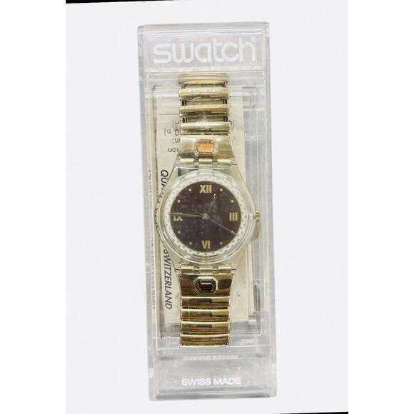 Swatch Watch Rêve D'automne GK257 1997 Standard Gents Gold Tone Flexible Band - Picture 8 of 8